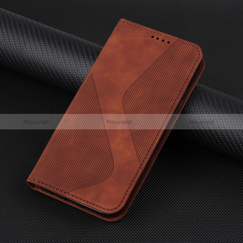 Leather Case Stands Flip Cover Holder H07X for Google Pixel 6 Pro 5G Brown