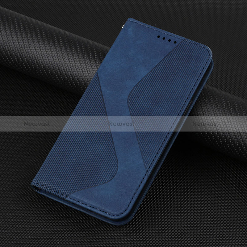 Leather Case Stands Flip Cover Holder H07X for Google Pixel 7 5G Blue