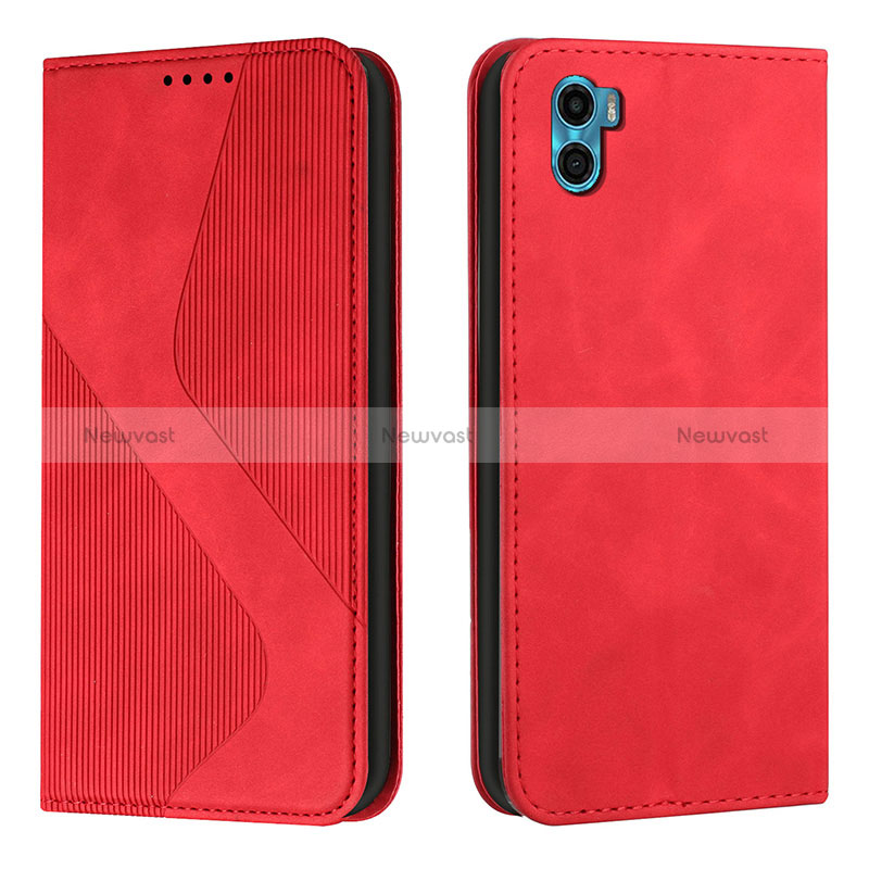 Leather Case Stands Flip Cover Holder H07X for Motorola Moto E32 India