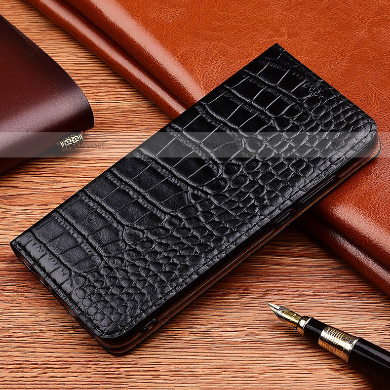 Leather Case Stands Flip Cover Holder H08P for Motorola Moto Edge 20 Lite 5G Black