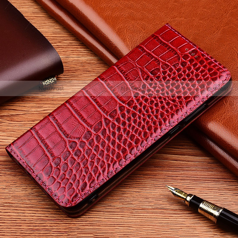 Leather Case Stands Flip Cover Holder H08P for Motorola Moto Edge 20 Lite 5G Red