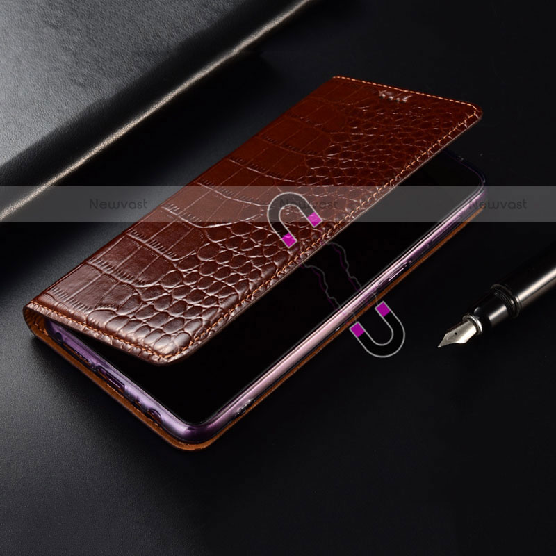 Leather Case Stands Flip Cover Holder H08P for Motorola Moto G Play (2023)