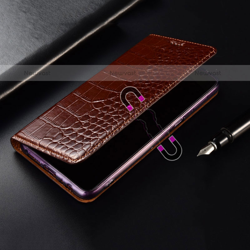 Leather Case Stands Flip Cover Holder H08P for Oppo A54 4G