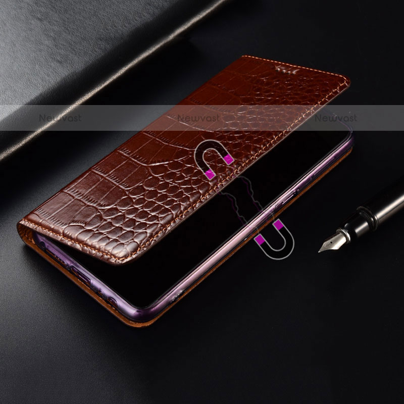 Leather Case Stands Flip Cover Holder H08P for Oppo A55 5G