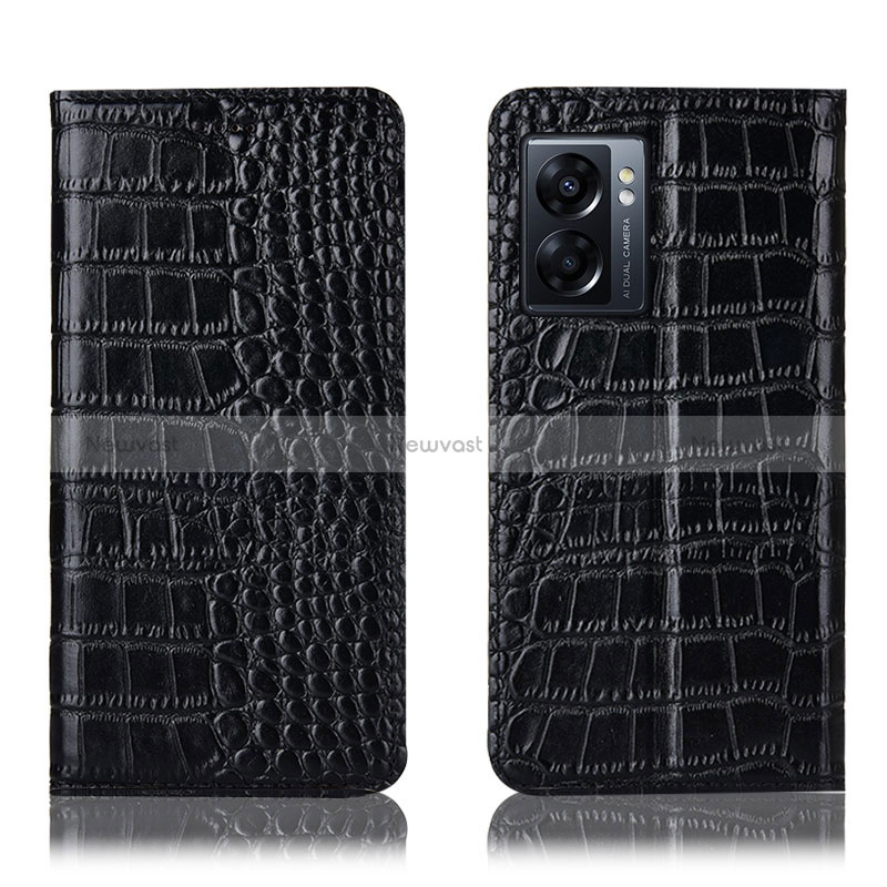 Leather Case Stands Flip Cover Holder H08P for Oppo K10 5G India
