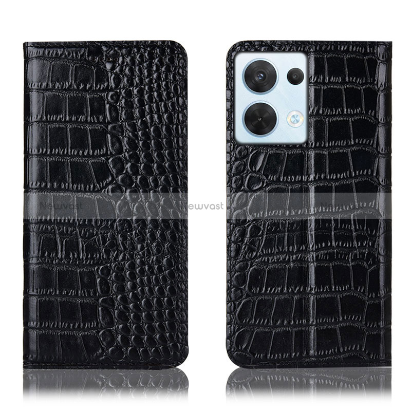 Leather Case Stands Flip Cover Holder H08P for Oppo Reno8 5G