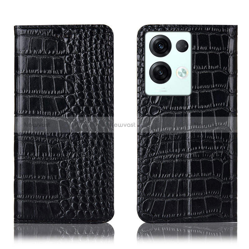 Leather Case Stands Flip Cover Holder H08P for Oppo Reno9 Pro+ Plus 5G