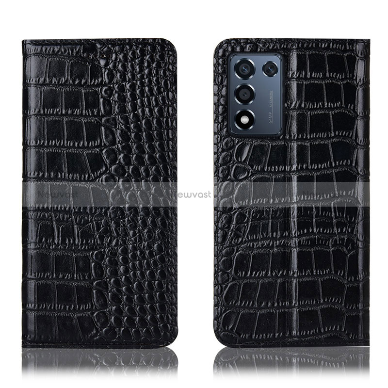 Leather Case Stands Flip Cover Holder H08P for Realme Q3s 5G