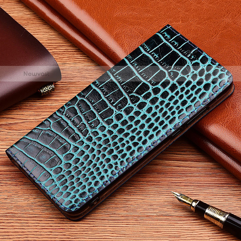 Leather Case Stands Flip Cover Holder H08P for Samsung Galaxy A11 Blue