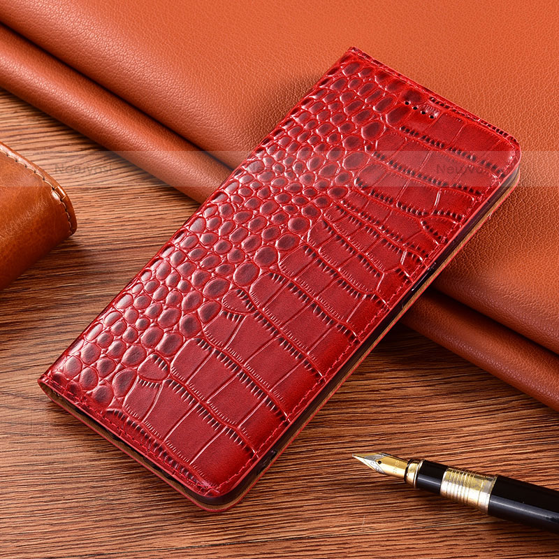 Leather Case Stands Flip Cover Holder H08P for Samsung Galaxy S22 Plus 5G Red