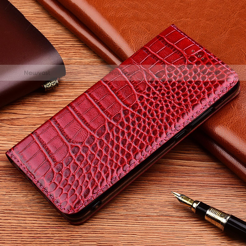 Leather Case Stands Flip Cover Holder H08P for Samsung Galaxy XCover 5 SM-G525F Red