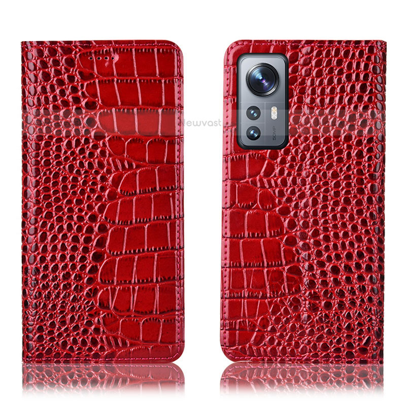 Leather Case Stands Flip Cover Holder H08P for Xiaomi Mi 12 Lite 5G Red