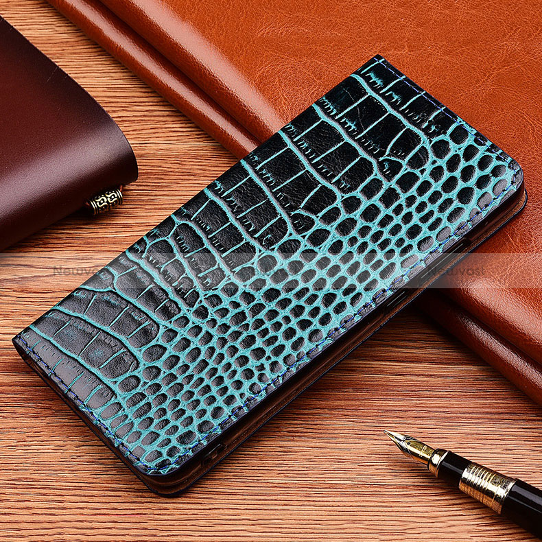 Leather Case Stands Flip Cover Holder H08P for Xiaomi Mi 12 Lite NE 5G Blue