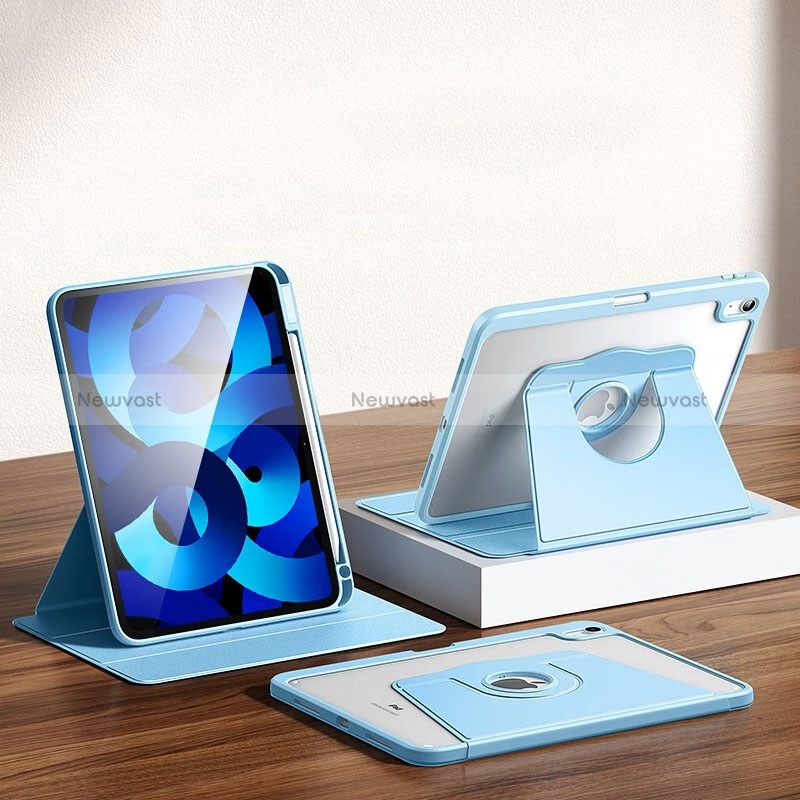 Leather Case Stands Flip Cover Holder H09 for Apple iPad 10.9 (2022) Blue