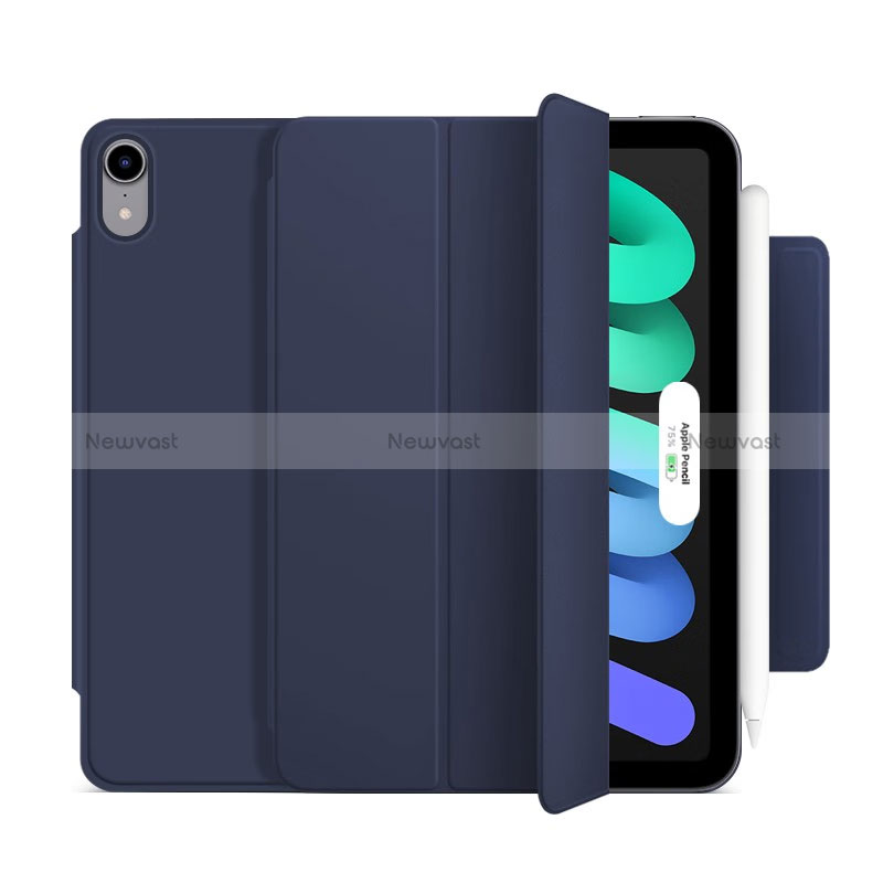 Leather Case Stands Flip Cover Holder H09 for Apple iPad Mini 6 Blue