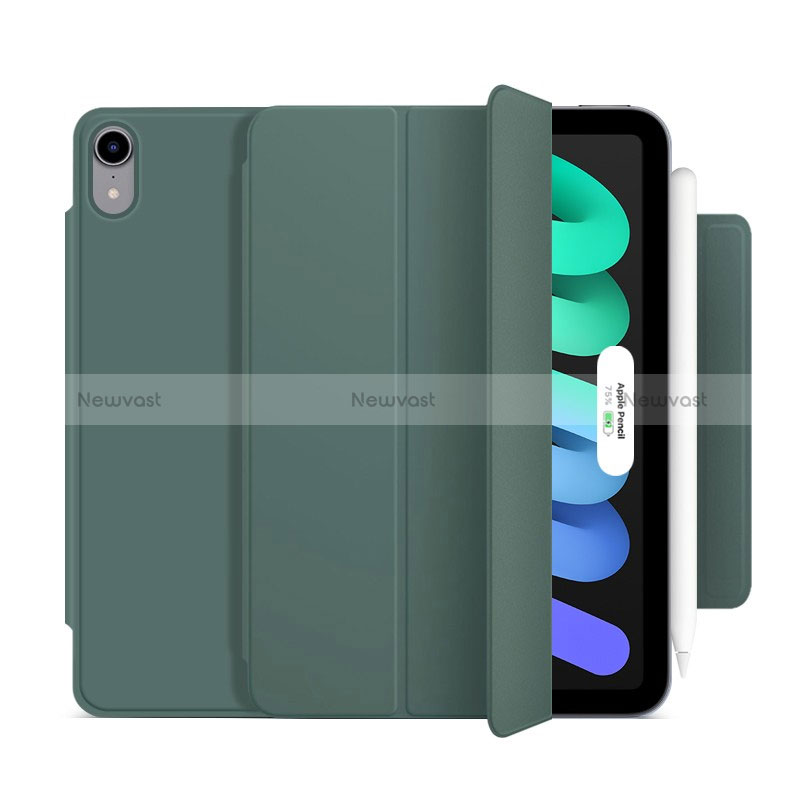 Leather Case Stands Flip Cover Holder H09 for Apple iPad Mini 6 Green