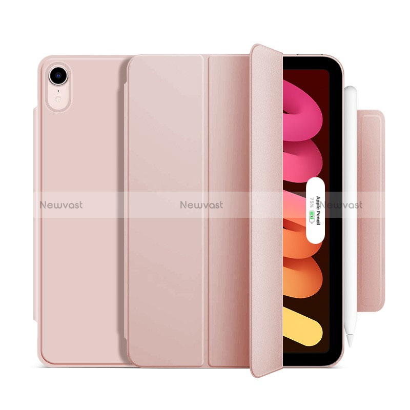 Leather Case Stands Flip Cover Holder H09 for Apple iPad Mini 6 Rose Gold