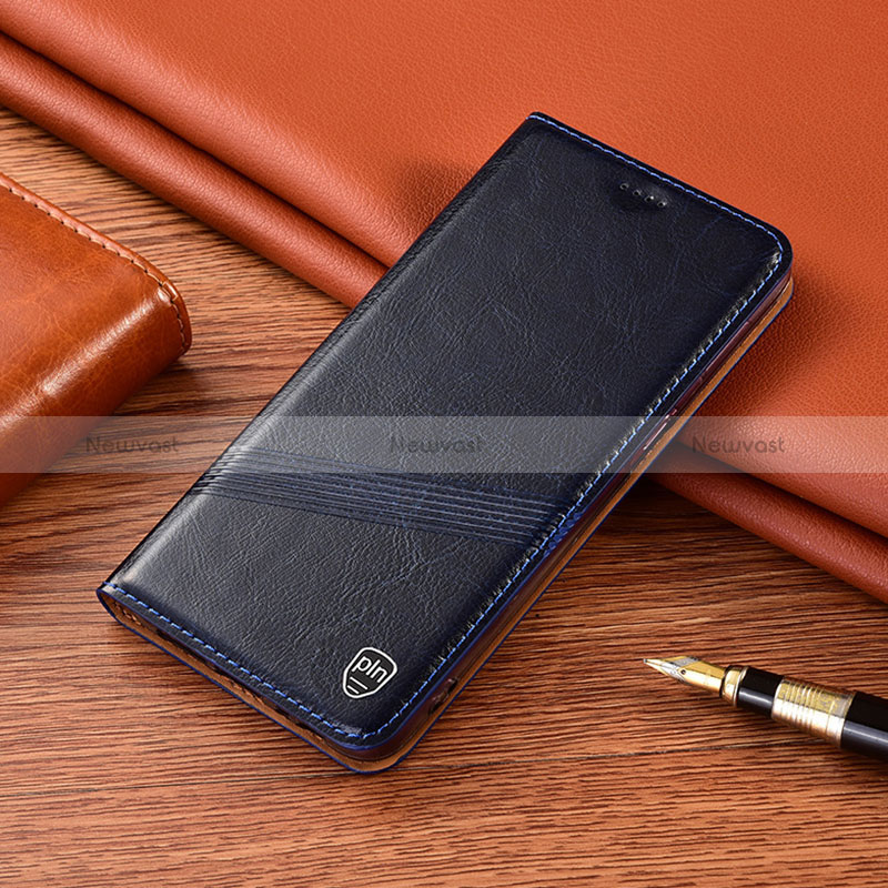 Leather Case Stands Flip Cover Holder H09P for Asus Zenfone 9 Blue