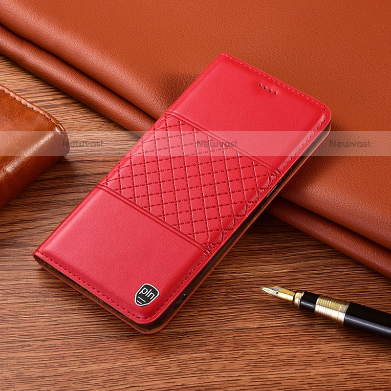 Leather Case Stands Flip Cover Holder H09P for Motorola Moto Edge 20 Pro 5G Red