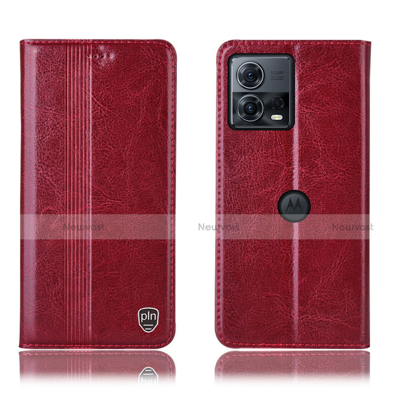 Leather Case Stands Flip Cover Holder H09P for Motorola Moto Edge S30 Pro 5G Red