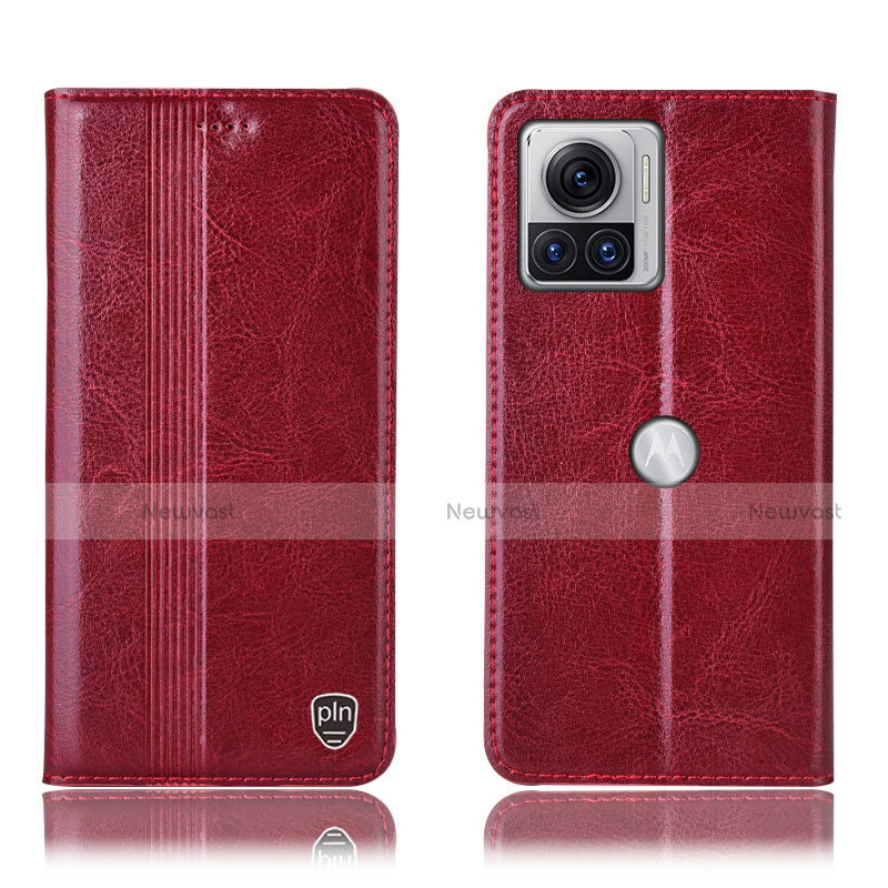 Leather Case Stands Flip Cover Holder H09P for Motorola Moto Edge X30 Pro 5G Red