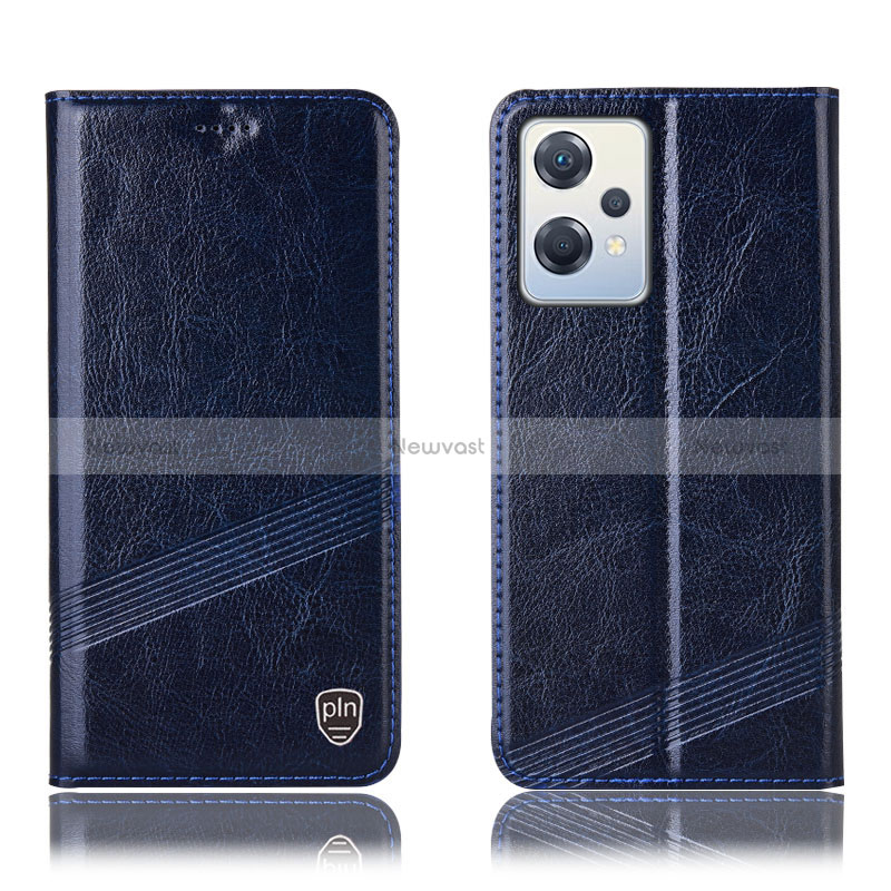 Leather Case Stands Flip Cover Holder H09P for OnePlus Nord CE 2 Lite 5G Blue