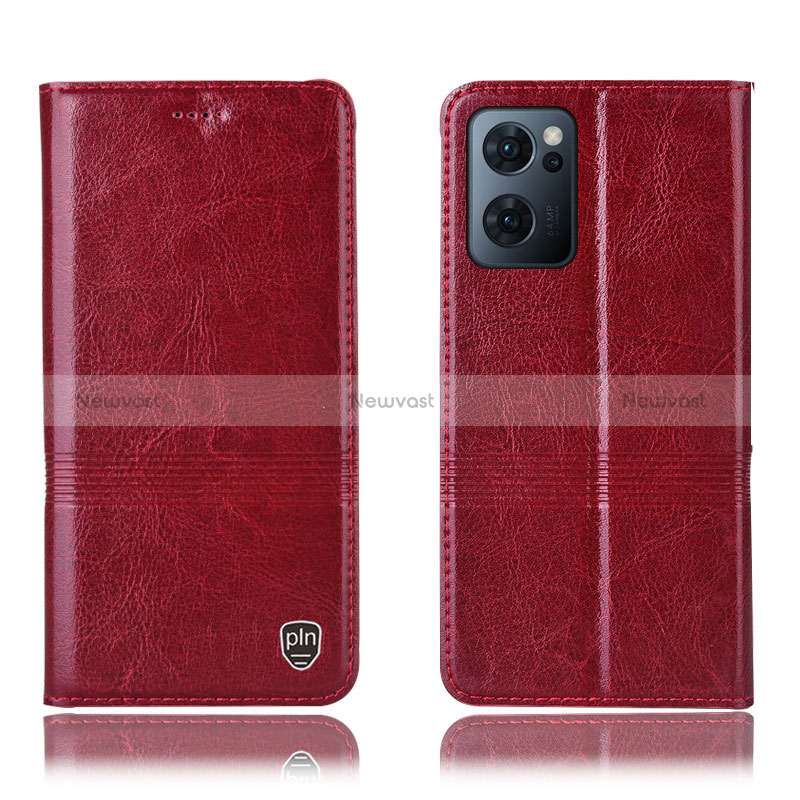 Leather Case Stands Flip Cover Holder H09P for Oppo Find X5 Lite 5G Red