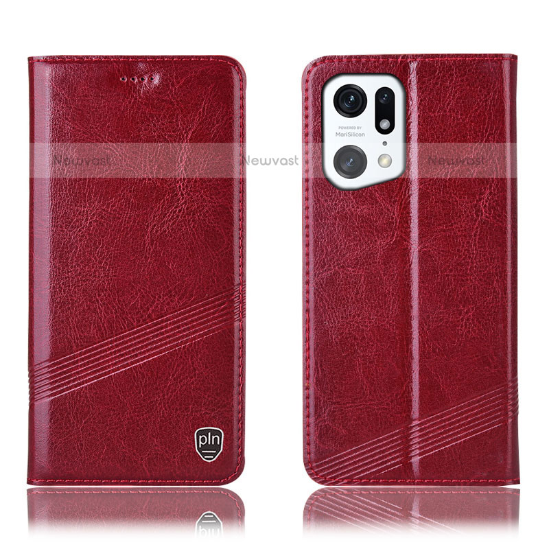 Leather Case Stands Flip Cover Holder H09P for Oppo Find X5 Pro 5G