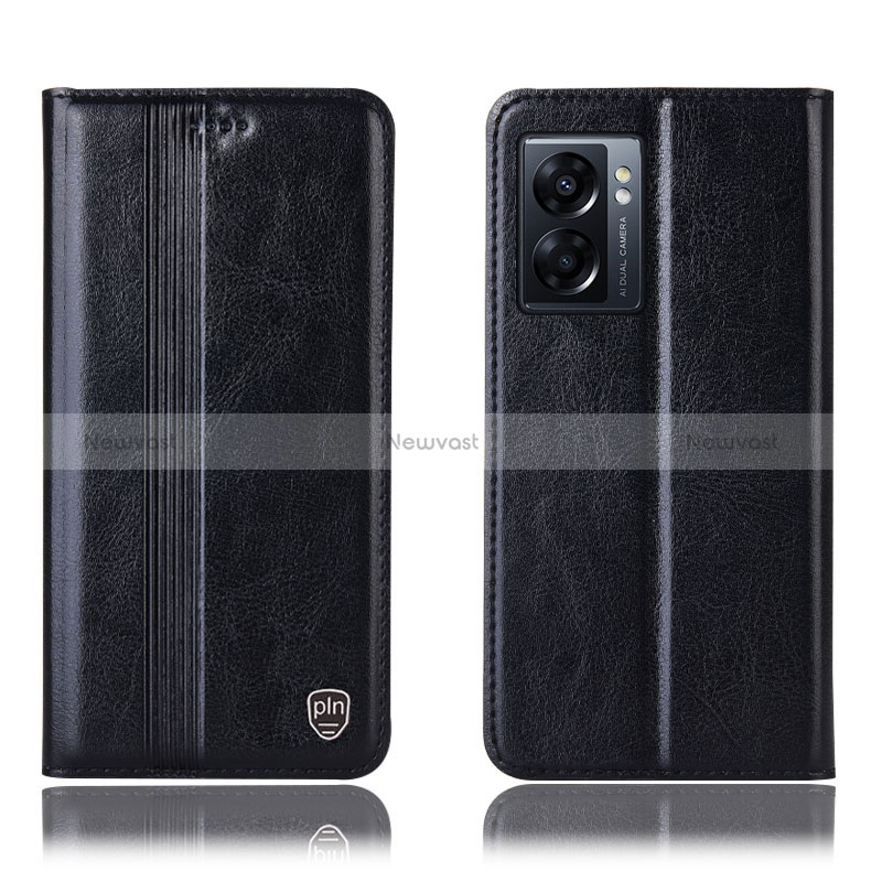 Leather Case Stands Flip Cover Holder H09P for Realme V23i 5G Black