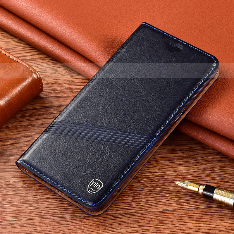 Leather Case Stands Flip Cover Holder H09P for Samsung Galaxy S21 FE 5G Blue