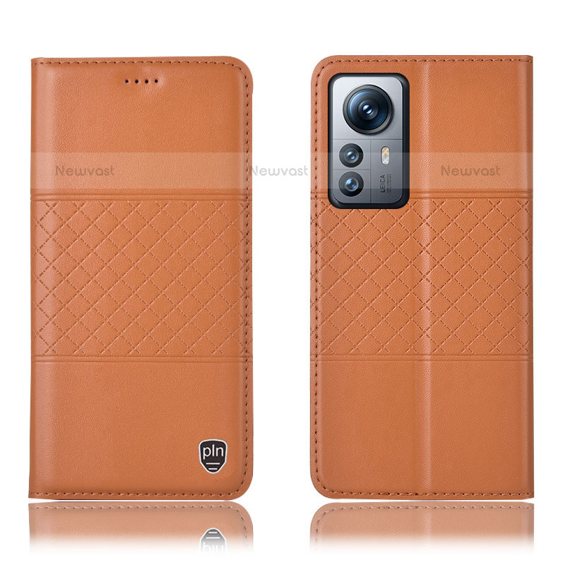 Leather Case Stands Flip Cover Holder H09P for Xiaomi Mi 12 Lite 5G Orange