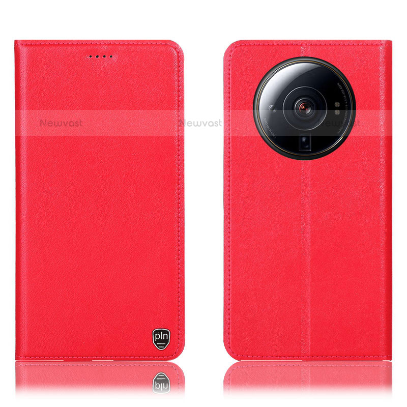 Leather Case Stands Flip Cover Holder H09P for Xiaomi Mi 12S Ultra 5G Red