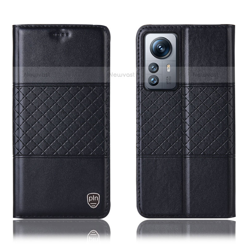 Leather Case Stands Flip Cover Holder H09P for Xiaomi Mi 12X 5G Black