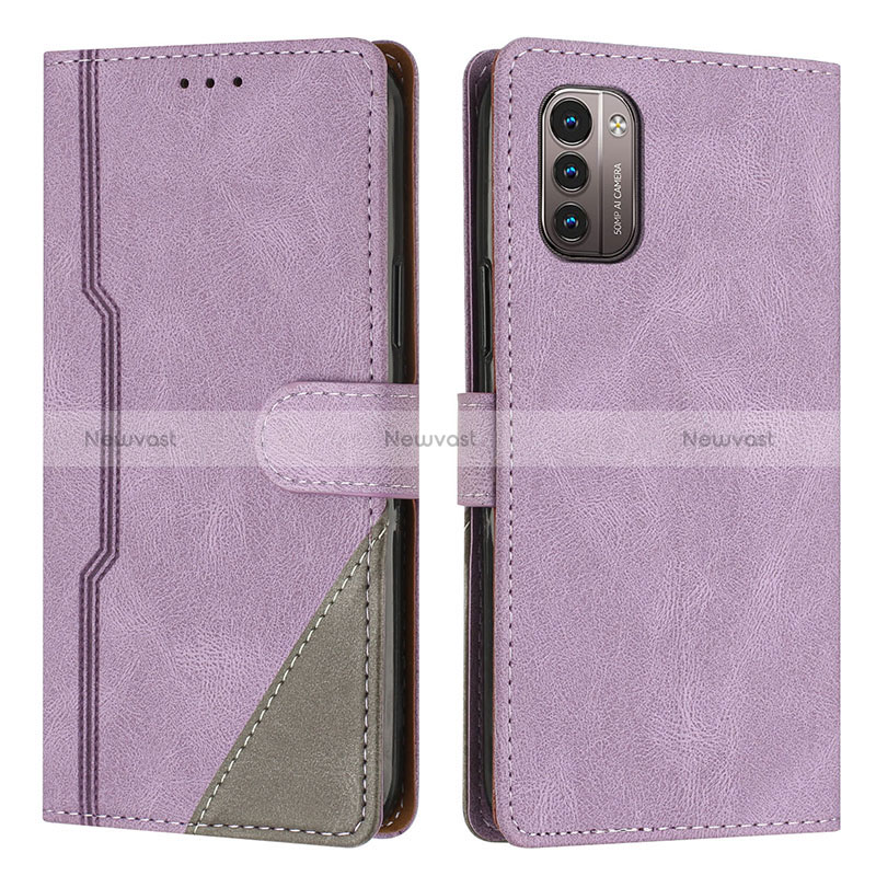 Leather Case Stands Flip Cover Holder H09X for Nokia G21 Purple