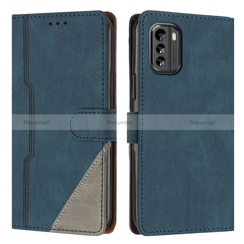 Leather Case Stands Flip Cover Holder H09X for Nokia G60 5G Blue