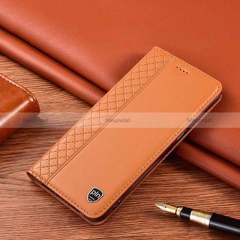 Leather Case Stands Flip Cover Holder H10P for Asus Zenfone 8 ZS590KS Orange