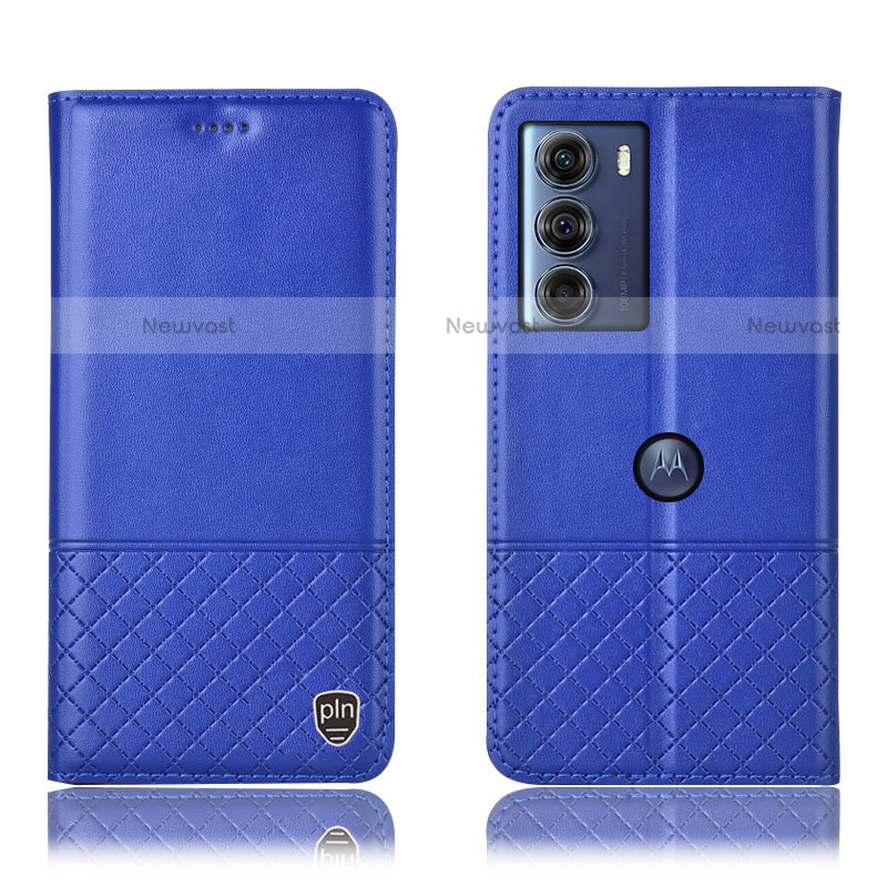 Leather Case Stands Flip Cover Holder H10P for Motorola Moto Edge S30 5G Blue