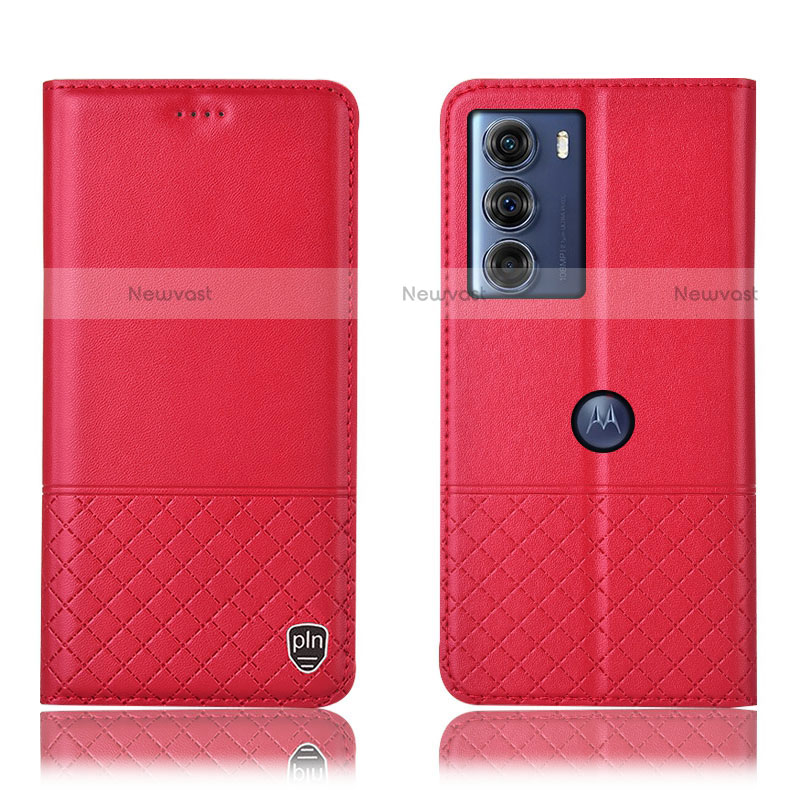 Leather Case Stands Flip Cover Holder H10P for Motorola Moto Edge S30 5G Red