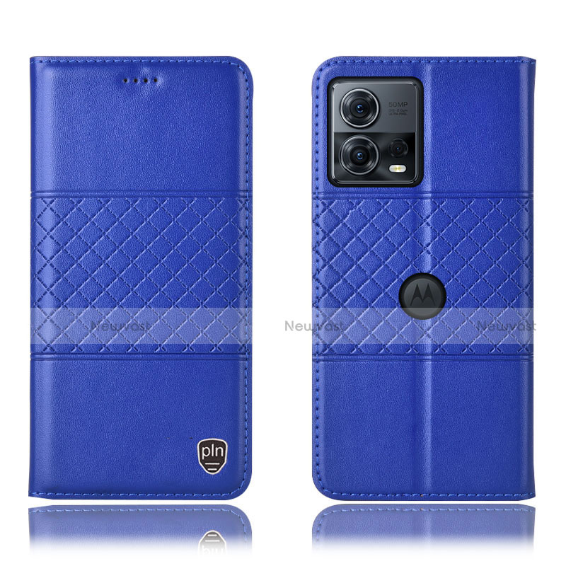 Leather Case Stands Flip Cover Holder H10P for Motorola Moto Edge S30 Pro 5G Blue