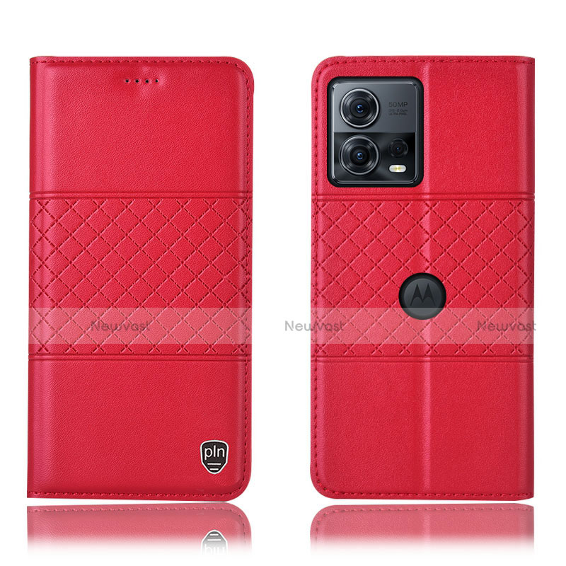 Leather Case Stands Flip Cover Holder H10P for Motorola Moto Edge S30 Pro 5G Red