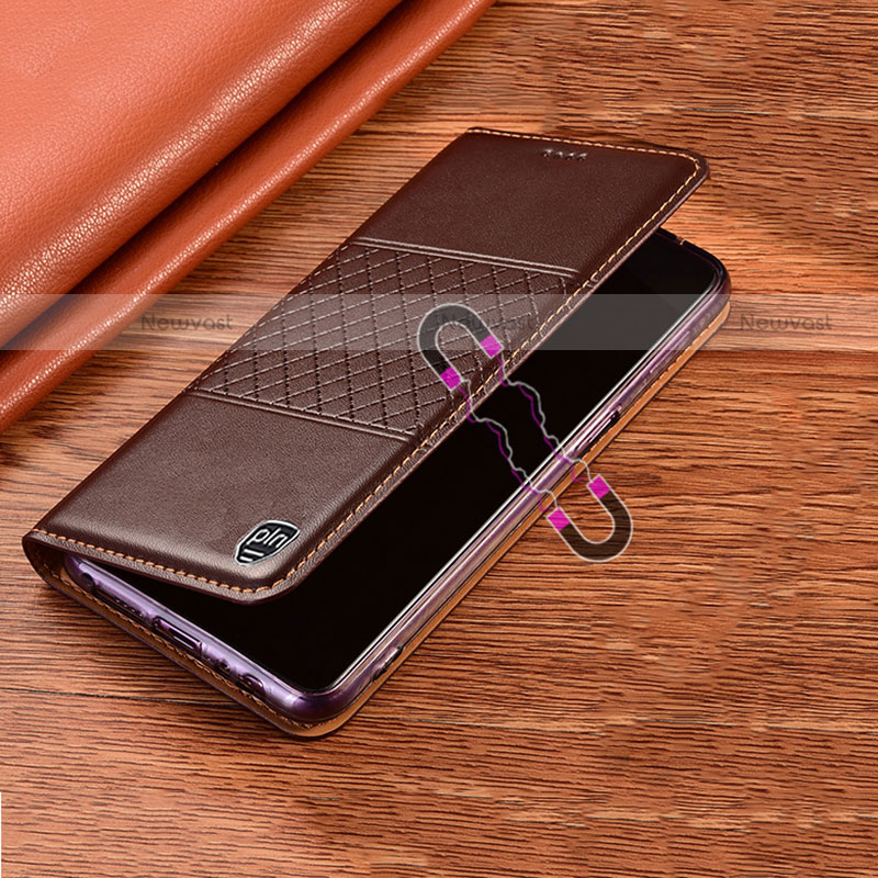 Leather Case Stands Flip Cover Holder H10P for Motorola Moto G Play (2023)