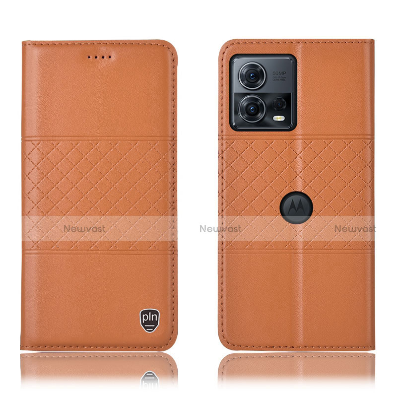 Leather Case Stands Flip Cover Holder H10P for Motorola Moto S30 Pro 5G Orange