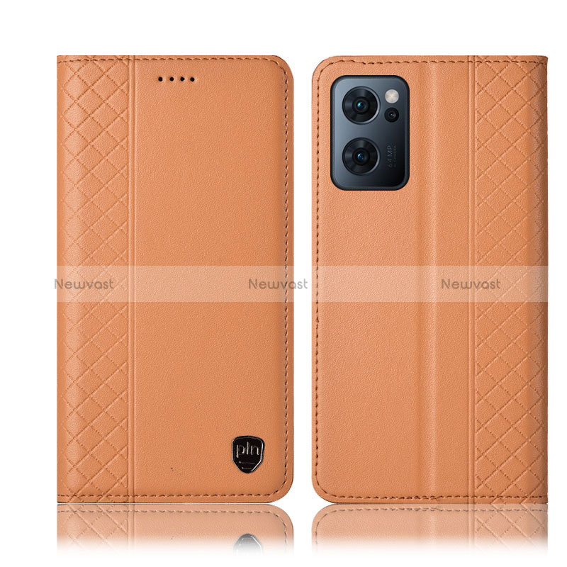 Leather Case Stands Flip Cover Holder H10P for OnePlus Nord CE 2 5G Orange