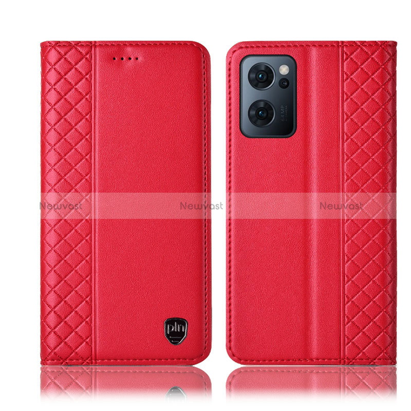 Leather Case Stands Flip Cover Holder H10P for OnePlus Nord CE 2 5G Red