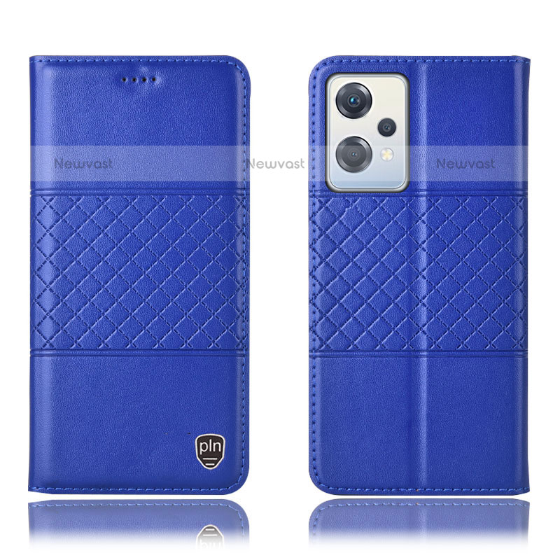 Leather Case Stands Flip Cover Holder H10P for OnePlus Nord CE 2 Lite 5G Blue