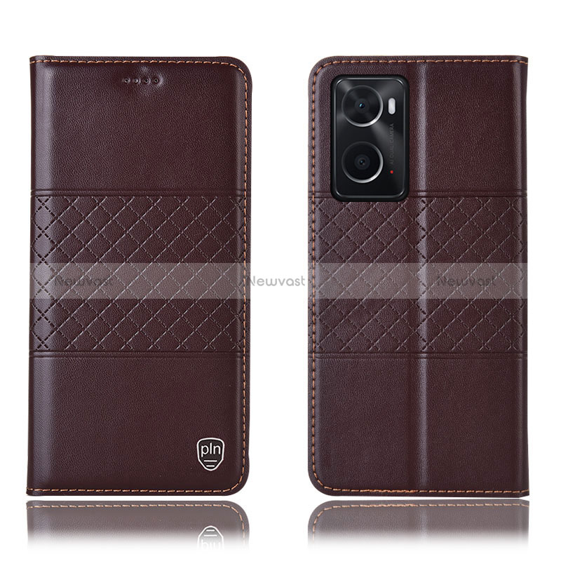 Leather Case Stands Flip Cover Holder H10P for Oppo A36 Brown