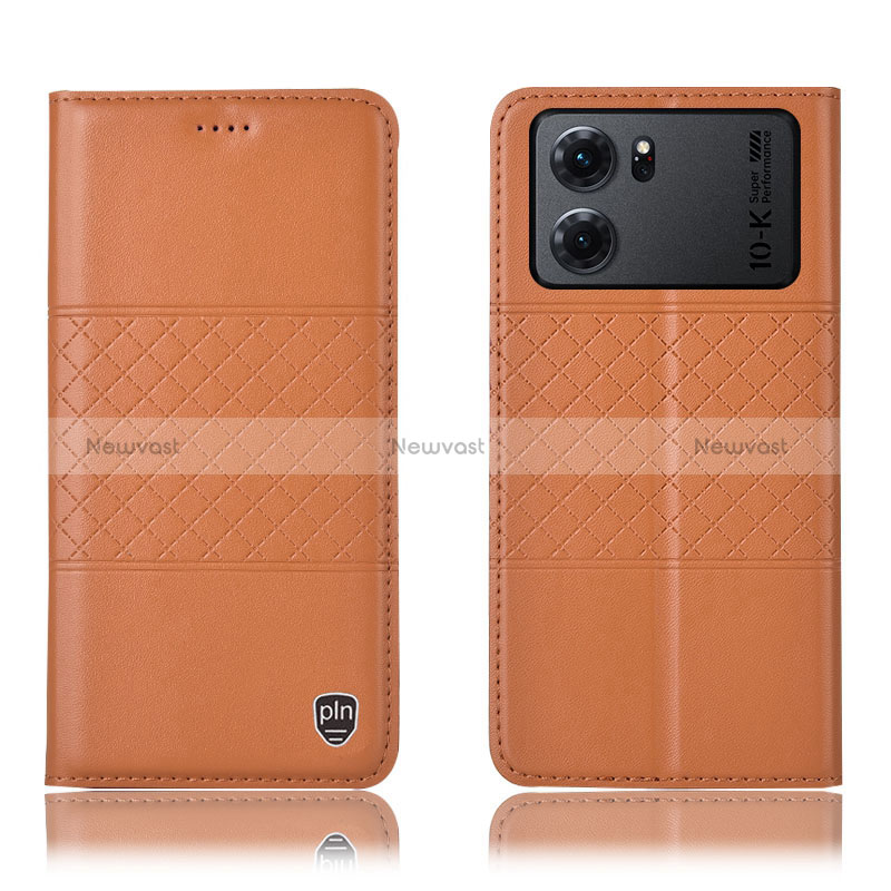 Leather Case Stands Flip Cover Holder H10P for Oppo K10 5G Orange