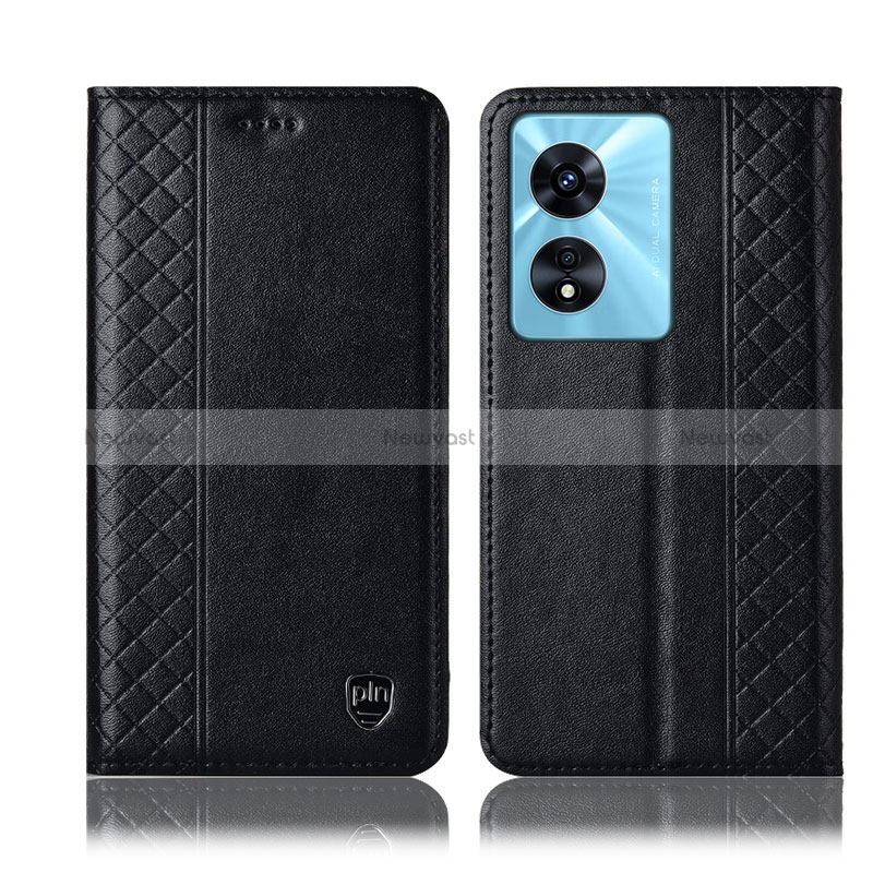 Leather Case Stands Flip Cover Holder H10P for Oppo Reno8 T 5G Black