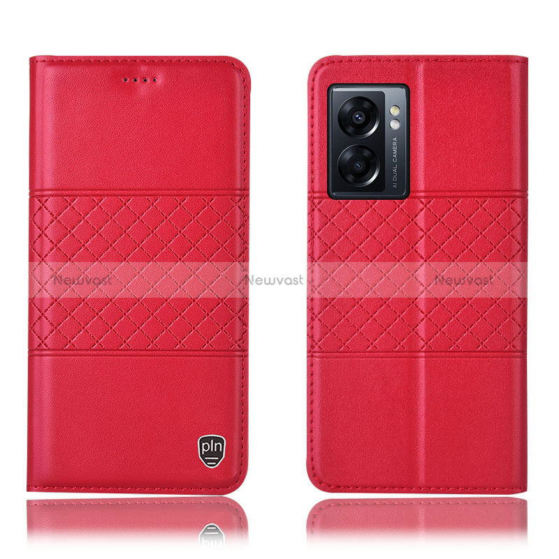 Leather Case Stands Flip Cover Holder H10P for Realme Q5i 5G Red