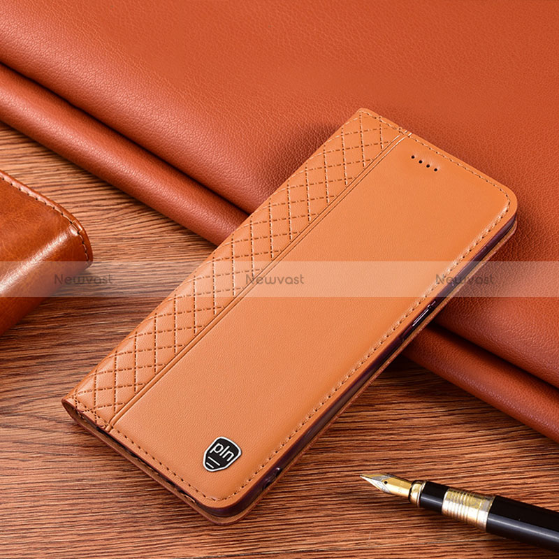 Leather Case Stands Flip Cover Holder H10P for Samsung Galaxy A6 Plus (2018) Orange